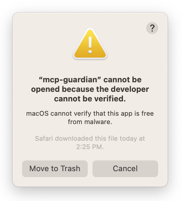 mcp-guardian cannot be opened